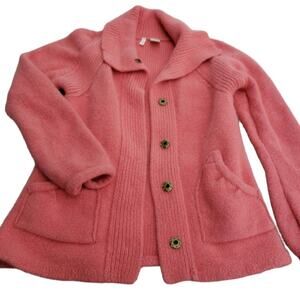 Moth womens sweater sz Medium Wool Angora Nylon snap closure pockets